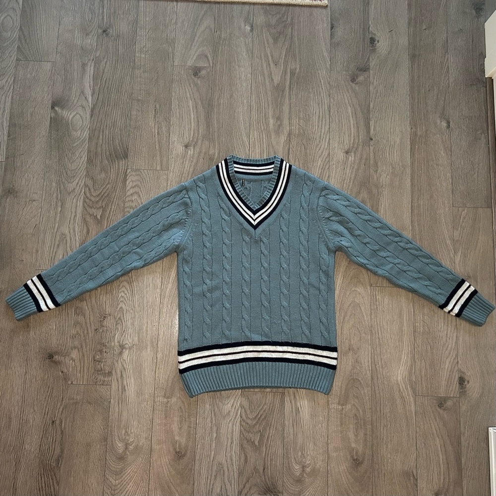 Polo Ralph Lauren The Iconic Cricket Sweater Size M Blue Navy Burgundy and White